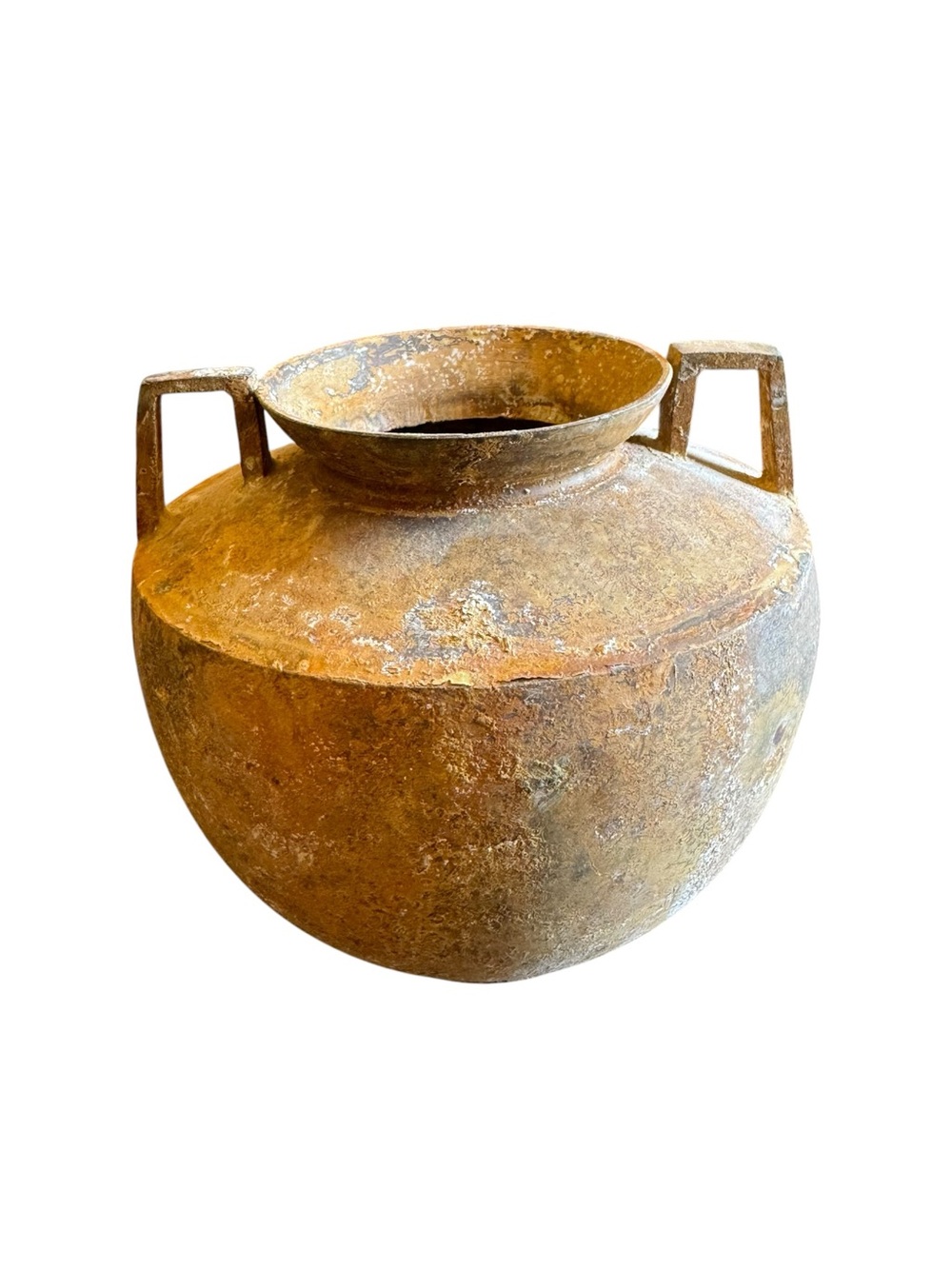 Vintage 1950s Brass Urn Decorative Rustic Two-Handle Vase - Picture 7 of 11